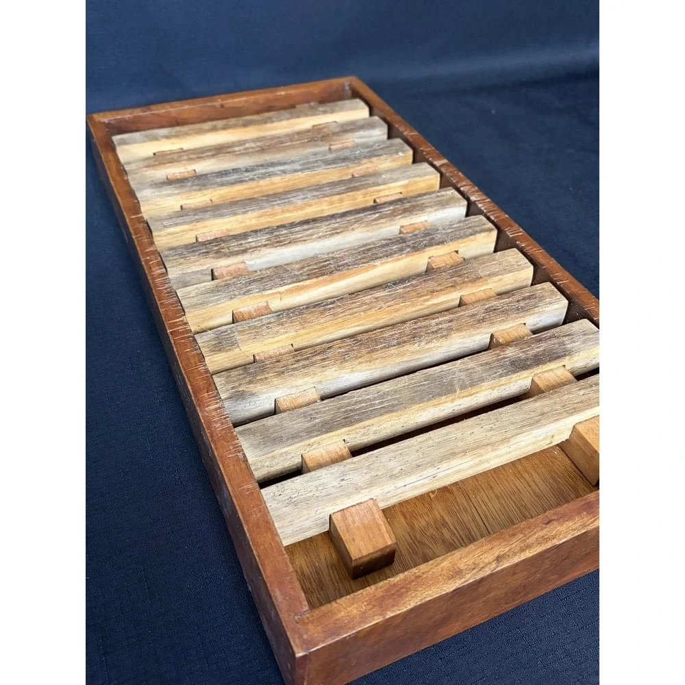 Wood Bread Cutting Board Crumb Catcher Tray w/‎ Slatted Insert Rustic Kitchen